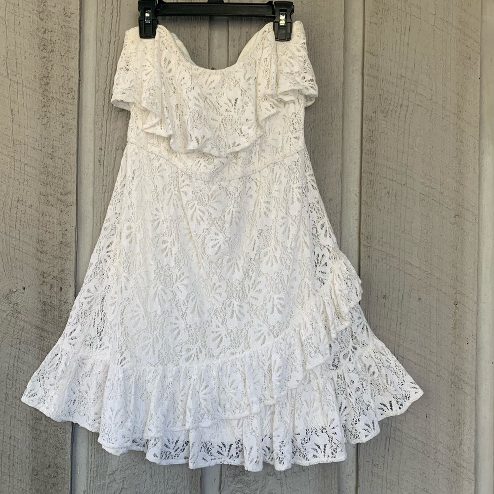 Strapless Lace Mini Dress EUC